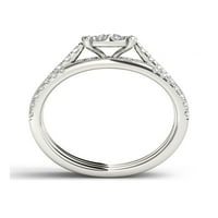 Carat T. W. diamant singur Halo 14kt aur alb inel de logodna Set