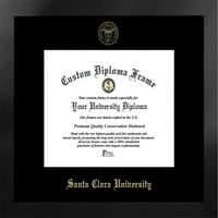 Universitatea Santa Clara 10W 8h Manhattan negru Single Mat aur Embossed diploma cadru cu bonus Campus imagini litografie