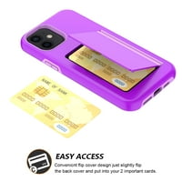 TPU hibrid 2-in-Flip Card titularul telefon caz pentru Apple Iphone Mini în violet pentru utilizarea cu Apple Iphone Mini 3-pack