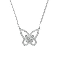 Brilliance Bijuterii Fine 0. CTTW Diamond femei fluture pandantiv colier din argint