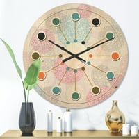 Designart 'model retro Abstract circular Geometric III' ceas de perete Modern din lemn de la mijlocul secolului