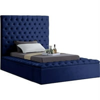 Meridian Furniture Bliss Bleumarin Velvet Twin Bed