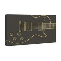Wynwood Studio muzică și dans Wall Art Canvas printuri 'Guitar One' instrumente muzicale-Negru, Auriu