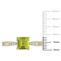 1-Carat T. G. W. Peridot și Carat T. W. diamant 14kt Aur Galben Split-Gamba inel de logodna