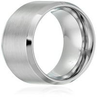 Bărbați Safir Tungsten cu diamant finisare largă inel de argint, Dimensiune 10