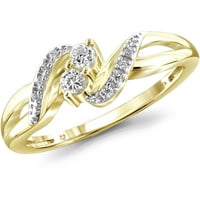 Carat T. W. rotund tăiat diamant alb 10kt aur galben inel din două pietre