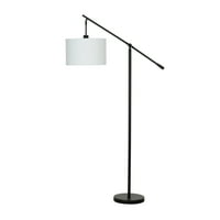 Cresswell Lighting 66 Negru Modern peste canapea contrabalansează lampa de podea metalică cu difuzor, bec LED inclus