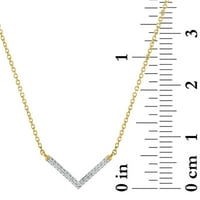Diamant Accent Chevron colier Sterling Silver 14k aur galben placat cu