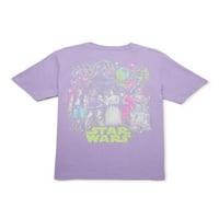 Tricou cu Logo Star Wars Boys Distressed cu mâneci scurte, mărimi 4-18