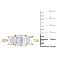 3 carate T. G. W. Moissanite 10k aur galben 3-Piatra inel de logodna