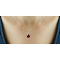 Bijuteriiclub Carat T. G. W. Granat Și Diamant Alb-Negru Accent Pandantiv Din Argint Sterling, 18