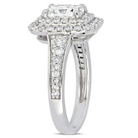 Miabella 1-Carat T. W. diamant 14k aur alb dublu Halo inel de logodna