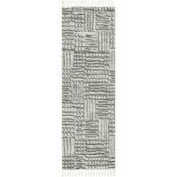 Nuloom Lea texturate labirint ciucure Runner covor, 2 ' 8 8', Gri