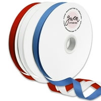 Set de panglici patriotice Grosgrain, roșu, alb și albastru, 5 8 Yards de Gwen Studios