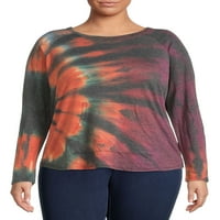 No Boundaries Junior ' Plus Size Tie Dye T-Shirt cu buzunar cangur