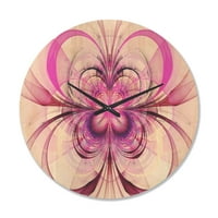 Designart 'Fractal Violet Floare Model' Modern Lemn Ceas De Perete