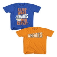 Wheaties Sleep Wake Win Repeat logo Boys tricou grafic cu mânecă scurtă, pachet 2, dimensiuni 4-18