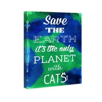 Wynwood Studio tipografie și citate Wall Art Canvas printuri 'Cat Planet' citate amuzante și zicători-verde, albastru