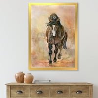 Designart 'portret Abstract al Frumosului castan cal II' fermă încadrată Art Print