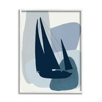 Stupell Industries Abstract Blue Sailboat yacht Silhouette mod Shapes, 14, Design de Patricia Pinto