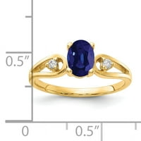 Primal Gold karat aur galben 7x Safir Oval și un inel cu diamant