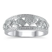 Carat T. W. Brilliance bijuterii Fine diamond Hearts Fashion Band din argint Sterling, Mărimea 7