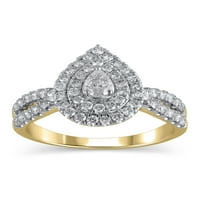 Carat T. W. Brilliance bijuterii Fine inel de logodnă cu diamant tăiat pere în aur galben de 10kt, Mărimea 5