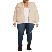 Terra & Sky femei Plus Dimensiune Full-Zip Fau Sherpa jacheta