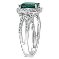 MIABELLA femei CT creat Emerald moda carate diamant 10kt Aur Alb Halo Cocktail inel