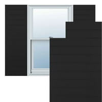 Ekena Millwork 18 W 57 h adevărat Fit PVC șipcă orizontală stil modern fix Mount obloane, Negru