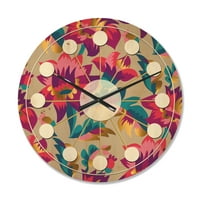 Designart' elegant blossom Retro pattern ' ceas de perete Modern din lemn de la mijlocul secolului