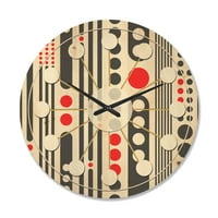 Designart 'Geometric Abstract Retro Minimal Pattern II' ceas de perete Modern din lemn de la mijlocul secolului