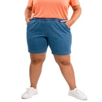 RealSize femei Plus Dimensiune trage pe pantaloni scurți Stretch cu buzunare