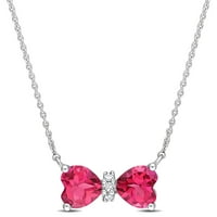 Miabella femei carate T. G. W. inima-Cut Roz Topaz și diamant Accent 10kt Alb aur arc colier
