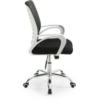 Hodedah Mesh, spate Mijlociu, înălțime reglabilă, scaun de birou pivotant cu scaun căptușit și bază cromată, culori Multiple