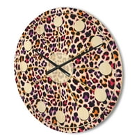 Designart 'Leopard Fur Safari Pattern VII' ceas de perete Modern din lemn de la mijlocul secolului