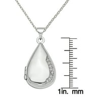 Primal argint Sterling argint placat cu rodiu lustruit diamant Teardrop medalion cu lanț de cablu Forzantina