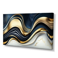 Designart Abstract Geode valuri albastru și aur IV panza arta de perete
