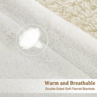Solid reversibile flanel moale Fleece arunca pătură Off alb și bej 50 60