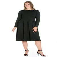 Femei Plus Dimensiune confort îmbrăcăminte Maneca lunga se potrivesc și Flare Plus Dimensiune Midi rochie