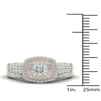 Imperial 1ct TDW diamant 14k aur roz dublu Halo set de mireasă