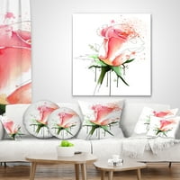Designart Roz Roz schiță cu Caly Verde-pernă de aruncare florală-16x16