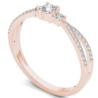Carat T. W. diamant Split Gamba trei pietre 10kt Rose Gold inel de logodna