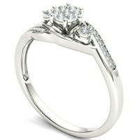 Carat T. W. diamant 10kt Aur Alb trei-piatra uite inel de logodna