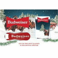 Budweiser Holiday Gifting ediție limitată sticlă de halbă cu deschizător de sticle-Clear