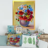 Designart 'Still Life un buchet de flori albastre și roșii' imprimare tradițională de artă încadrată