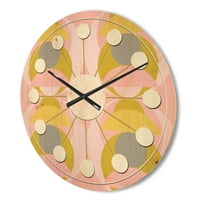 Designart 'Pastel Circular Retro Pattern IV' ceas de perete Modern din lemn de la mijlocul secolului