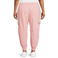 No Boundaries Juniors ' High Rise French Terry Cargo Joggers