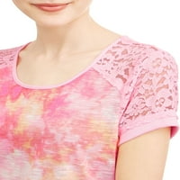 Fără limite tricou cu mânecă scurtă din dantelă imprimată cu tie dye pentru juniori
