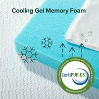 Spa Sensations by Zinus 2 Ultra Cooling Gel Memory Foam saltea Topper cu capac de răcire, Twin